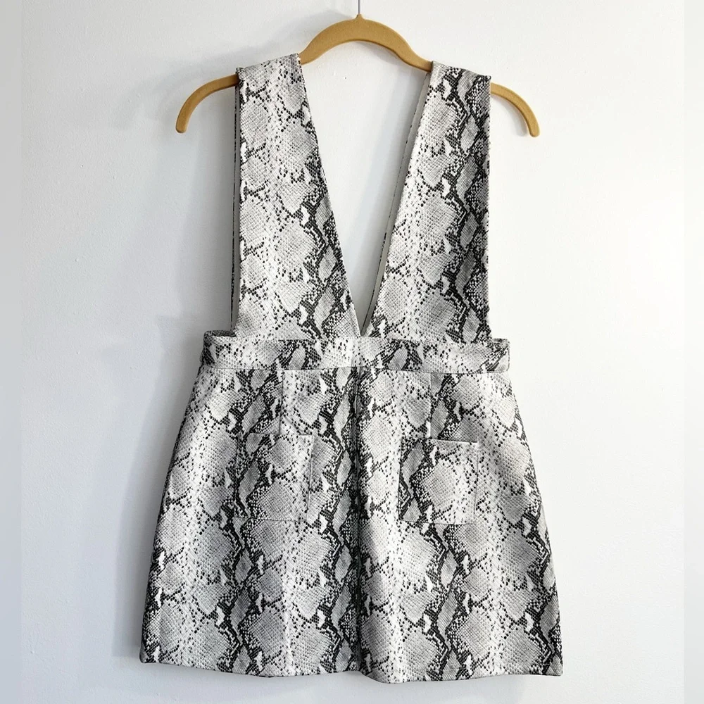 Spectacle Grey Snake Print Pinafore Dress - Honey Punch - Snake Skin Print Dress